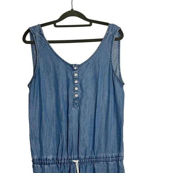 Beach Lunch Lounge Open Back Sleeveless Chambray‎ Romper Size Medium - Picture 2 of 10